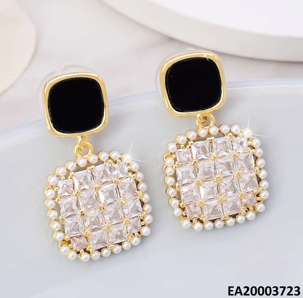 ARETES CUADRO NEGRO/ CUADRO ZIRC EE1545-6