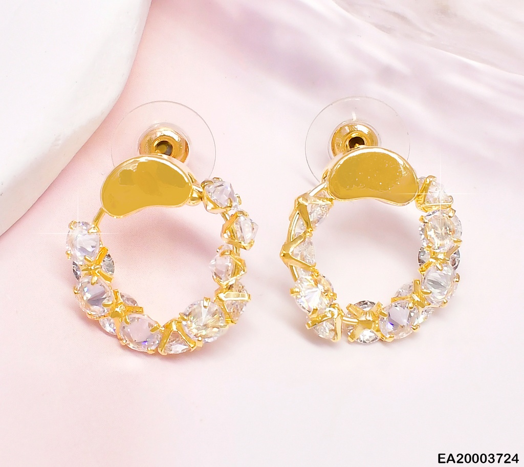ARETES CIRCULO C/ZIRCONIAS-CORAZON LISO EE1336-132