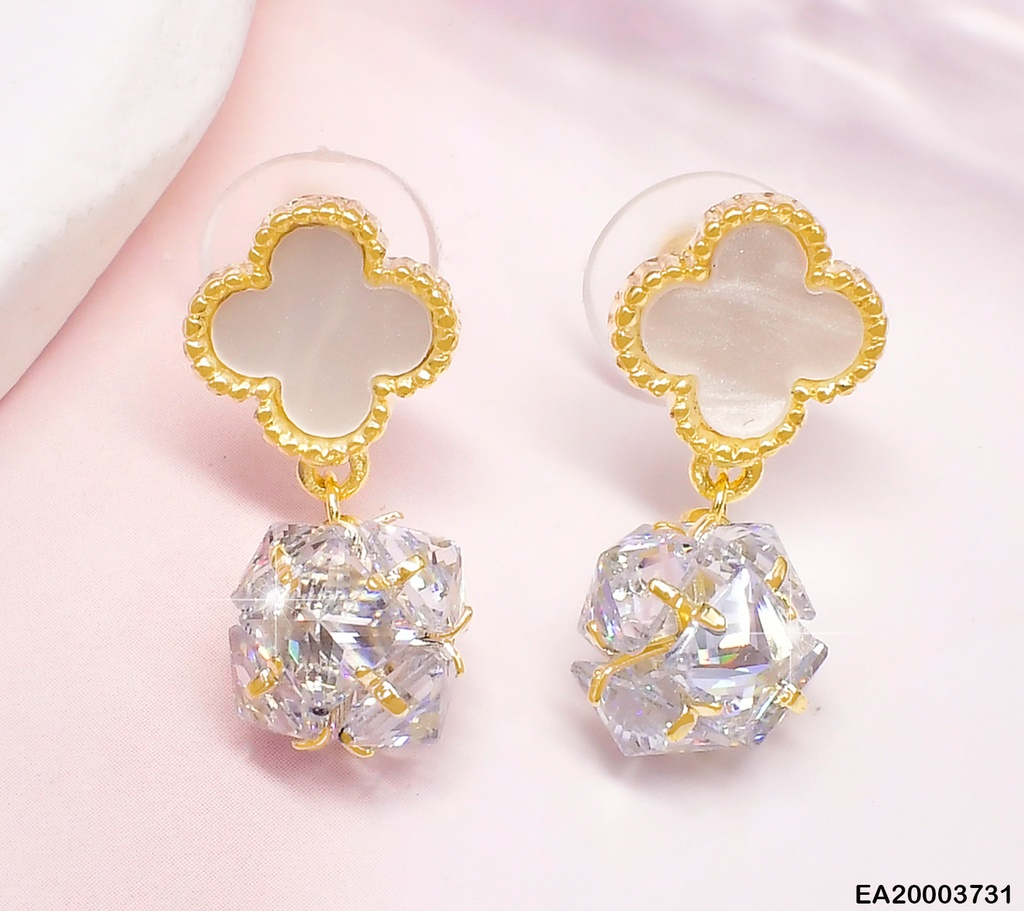 ARETES FLOR NACAR COLGANTE PELOTA ZIRCONIA EE1596-169