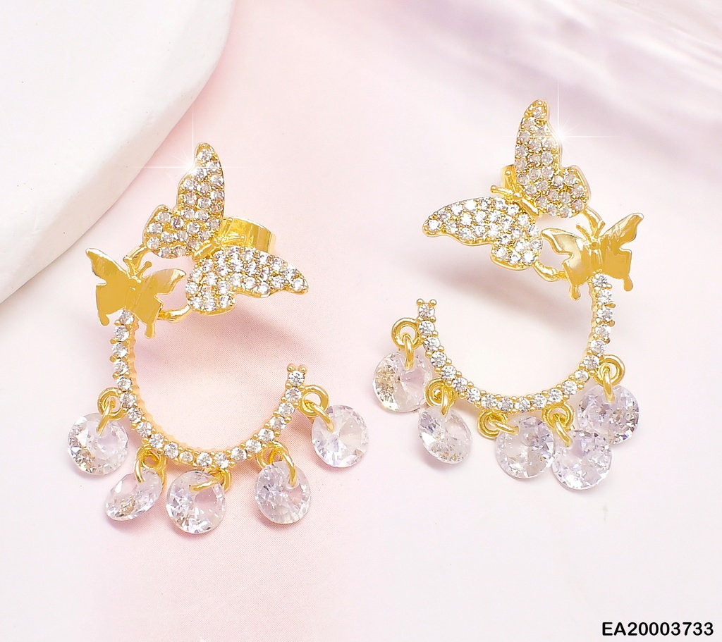 ARETES "U" ZIRCONIAS C/MARIPOSA ZIRC-LISA C/RD COLGANTES EE1734-296