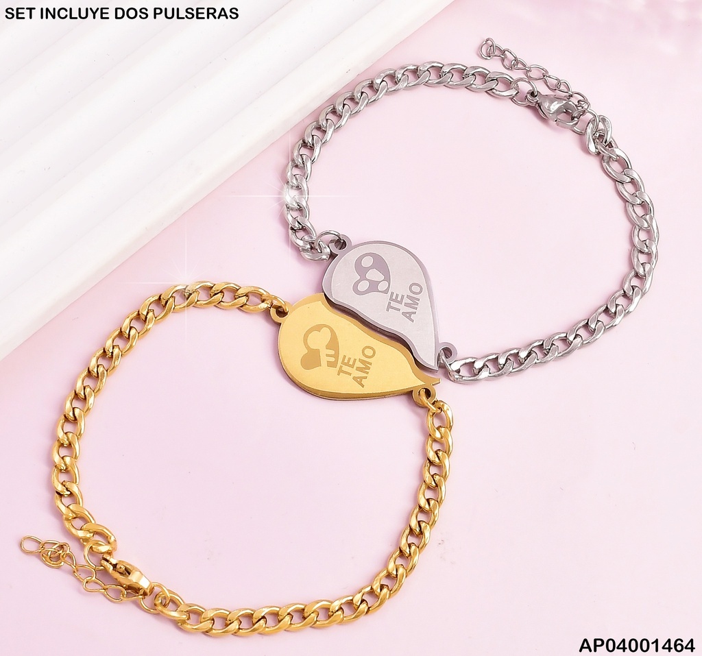 PULSERA PAREJAS DOR/PLAT "TE AMO" 083856-W130