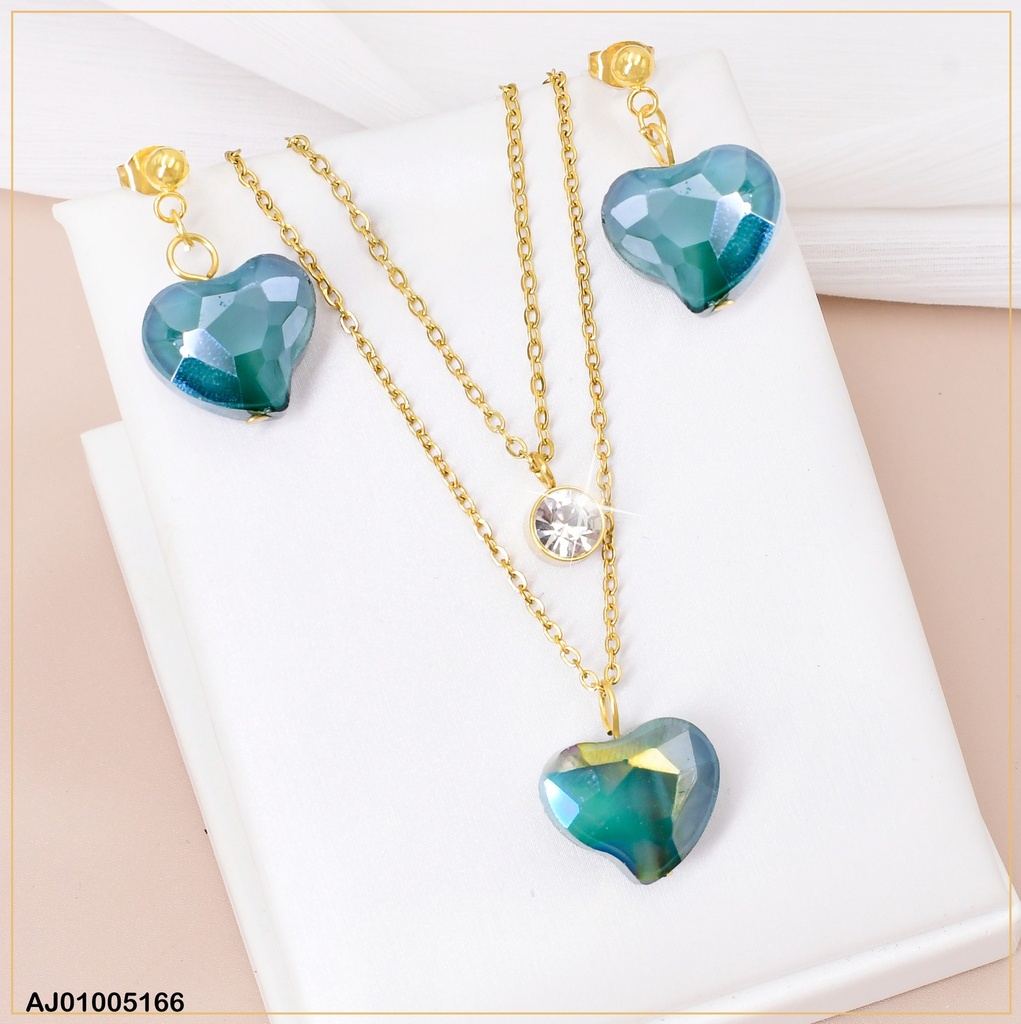 JUEGO PIEDRA CORAZON TORNASOL C/ZIRCONIA RD. 083806