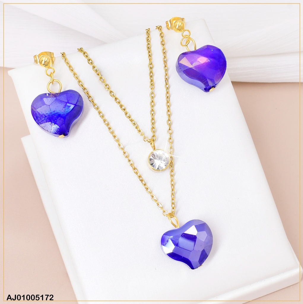 JUEGO PIEDRA CORAZON MORADO C/ZIRCONIA RD. 083802