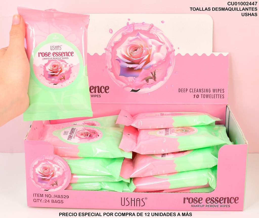 TOALLAS HUMEDAS ROSE ESSENCE PAQ 10 HA529
