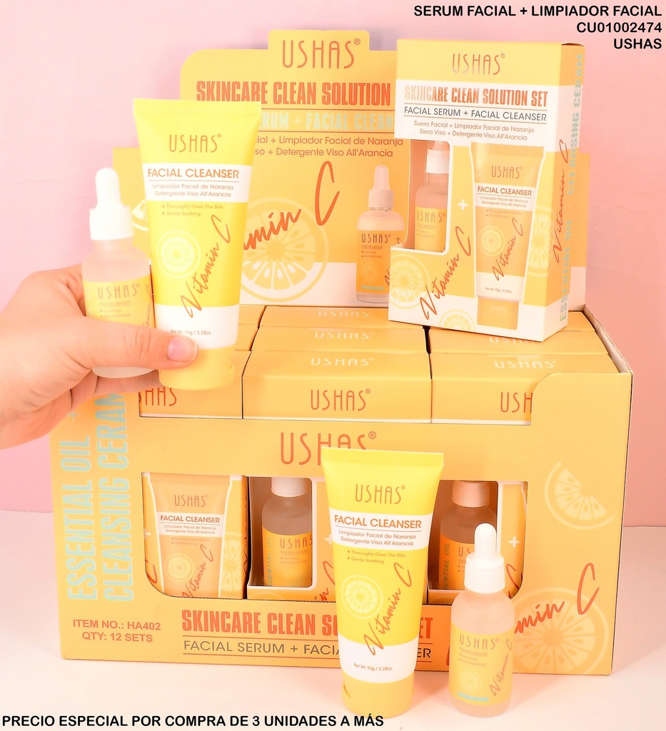DUO SERUM/LIMPADOR FACIAL USHAS  VITAMINA C HA402