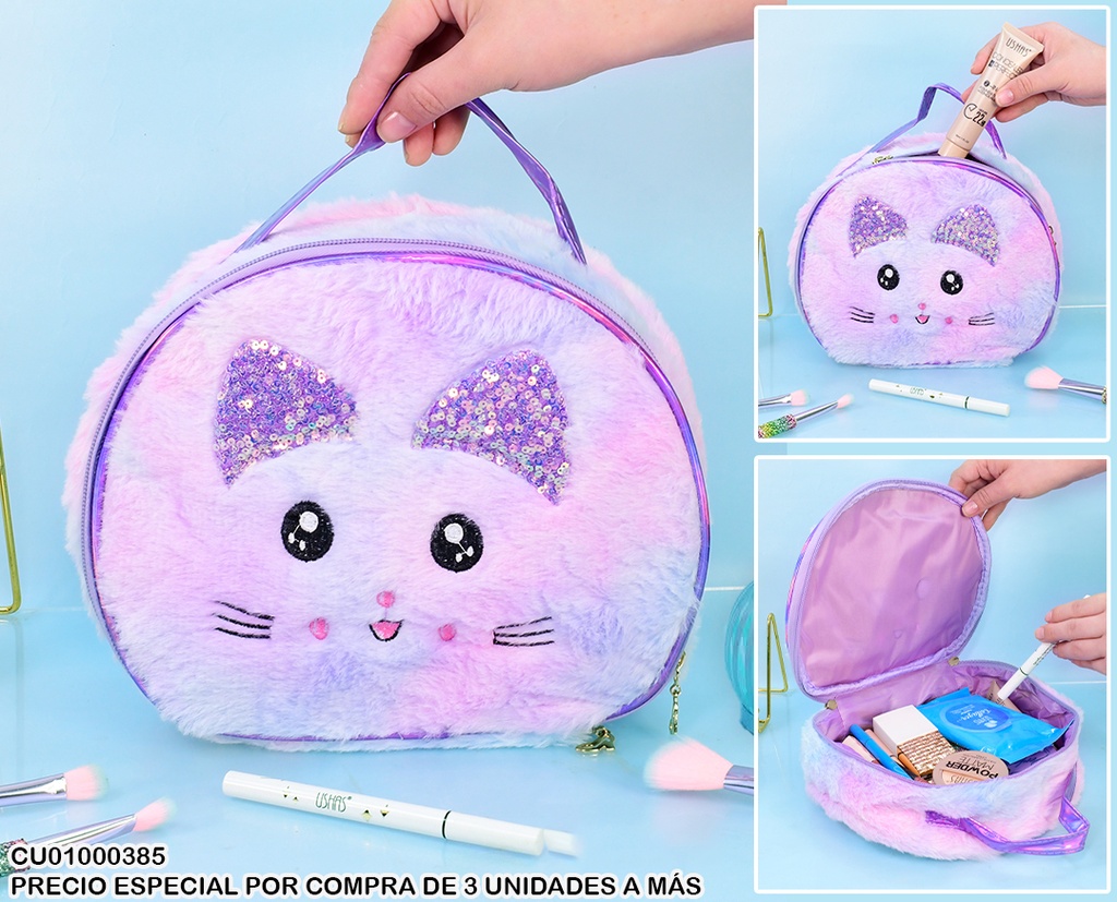 COSMETIQUERA MORADA MALETITA GATITA PELUCHE F1-10912-6-A