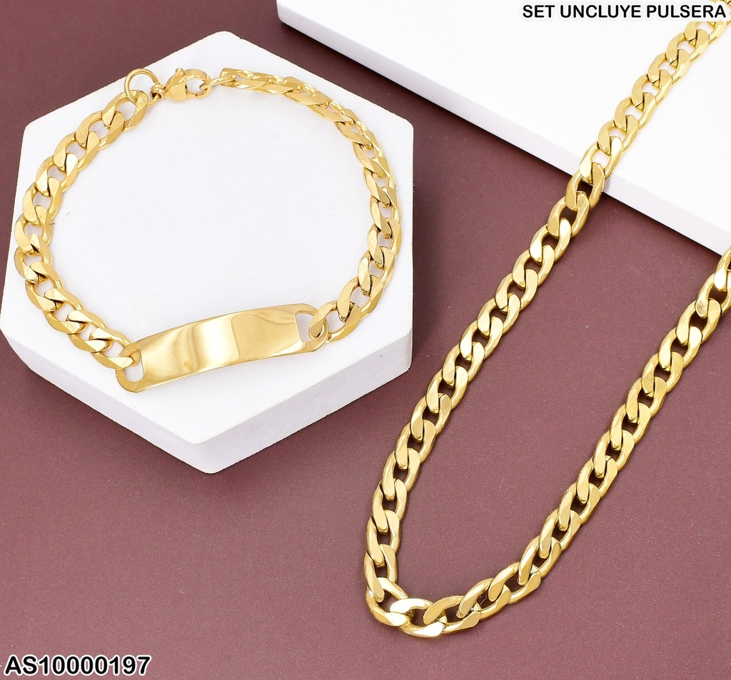 SET CADENA-PULSERA C/PLACA MARTILLADA ESLAB UNIF.2.0NK F3898
