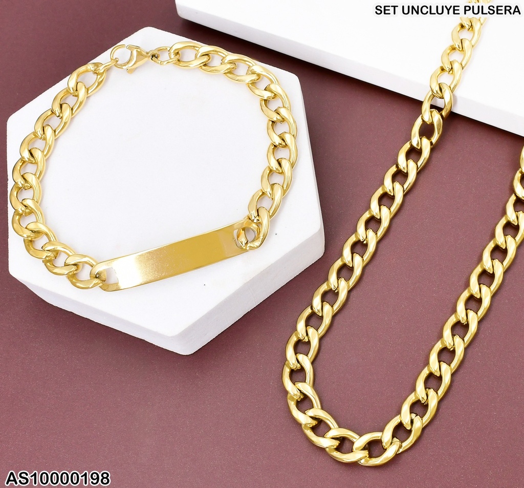 SET CADENA-PULSERA C/PLACA MARTILLADA ESLAB UNIF.2.0NK P5049