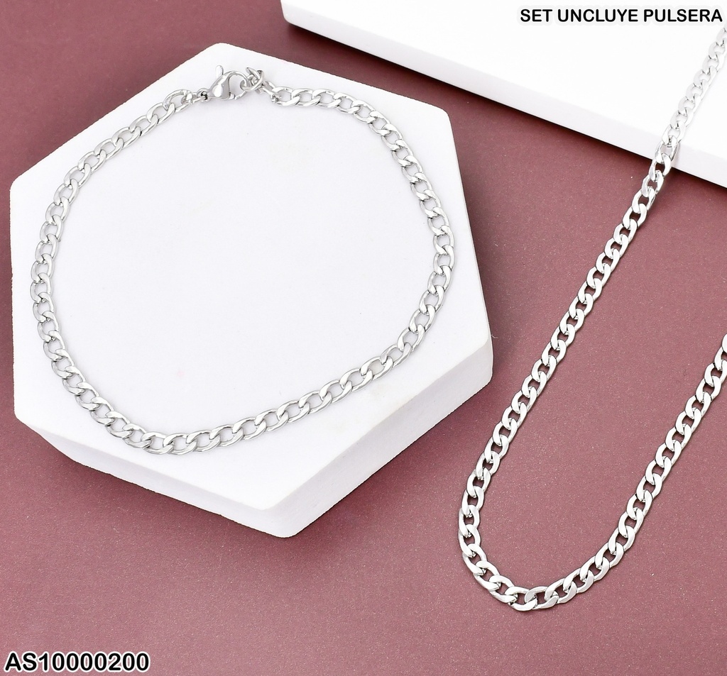 SET PLAT. CADENA-PULSERA S/PLACA ESLAB. UNIF 1.0NK S9875