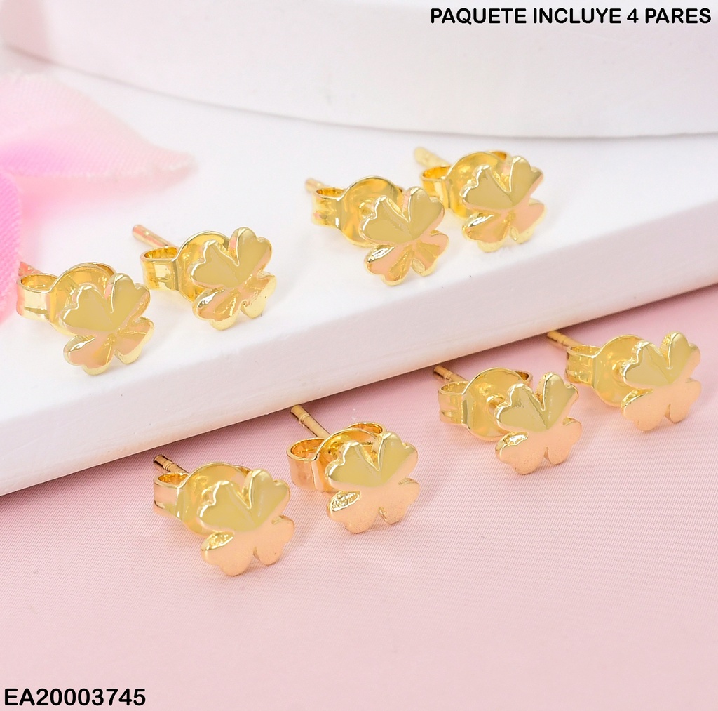 PAQ. 4 PARES ARETES FLOR 4 PETALOS K4186-205