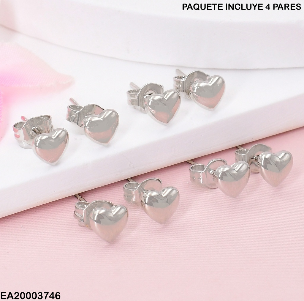 PAQ. 4 PARES ARETES CORAZON MD. COL SURT F5676-205