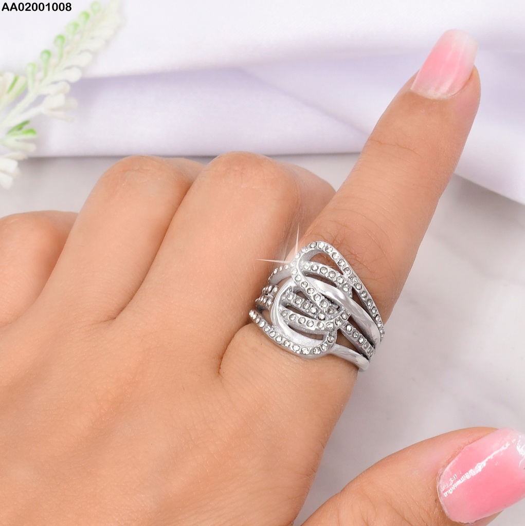 ANILLO AJUST.PLAT.4 LINEAS ZIRCONIAS-LIAS ENLAZADAS 085015