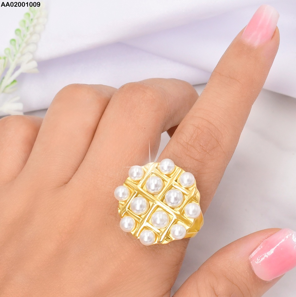 ANILLO AJUST. RD DORADO C/12 PERLITAS 084323