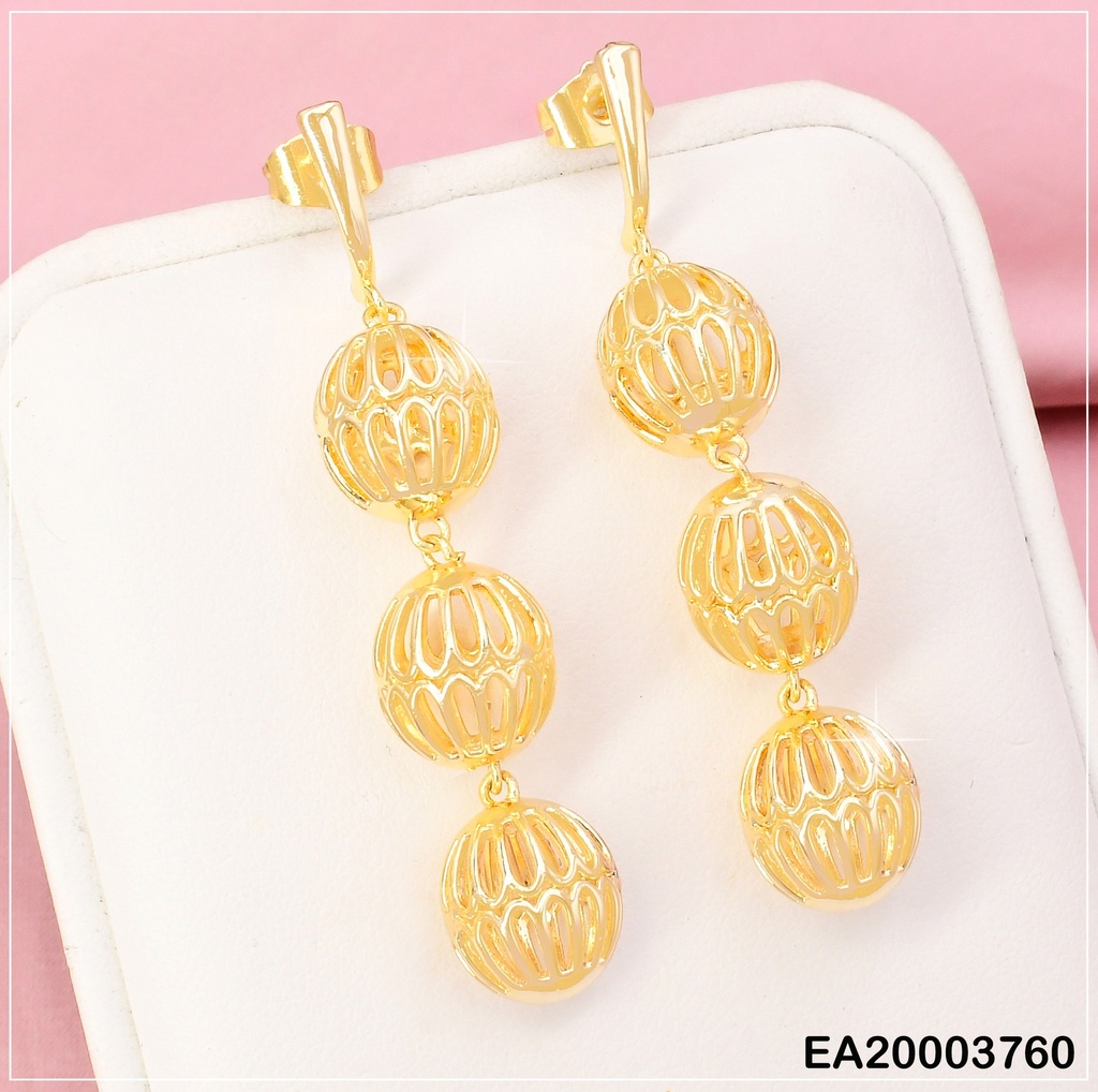 ARETES 3 PELOTAS CALADAS VERTICAL EE1734-3