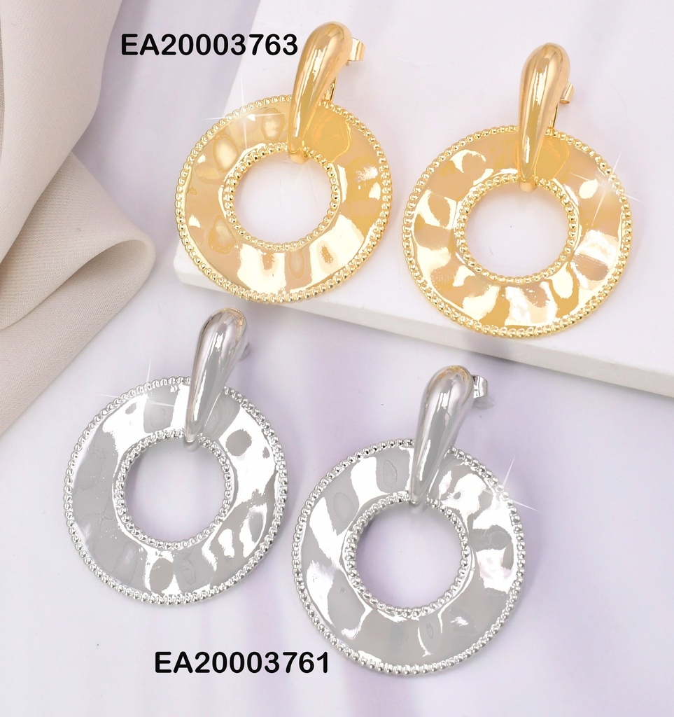 ARETES PLAT. RUEDA ANCHA PLANA PUNTEADA EE1195/EE2043