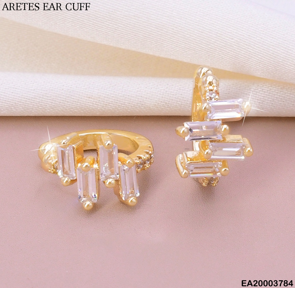 ARETES EAR CUFF (2) 3 ZIRCONIAS RECTANGULARES EE2074