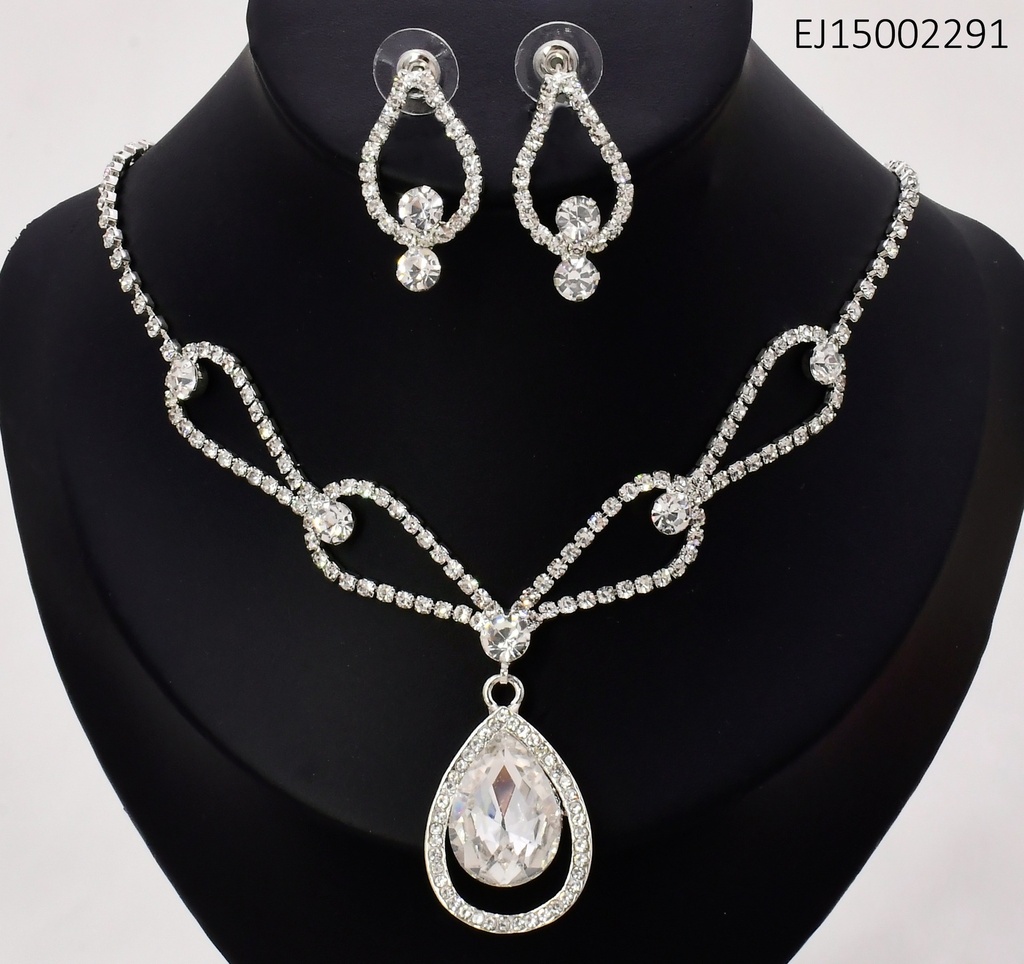 JUEGO PLAT DETALLES ZIRC EN FORMA DE GOTA SE717-83