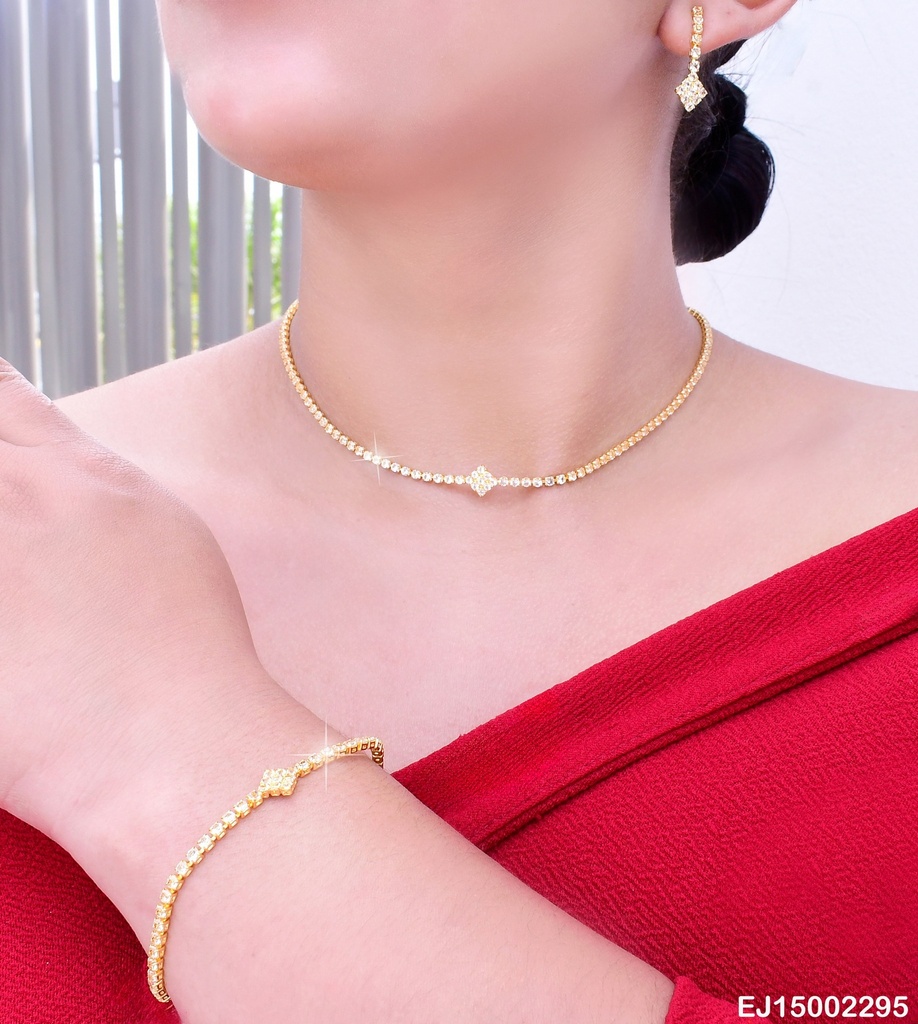JUEGO DOR DETALLES ZIRC EN FORMA ROMBO /PULSERA SE723-83