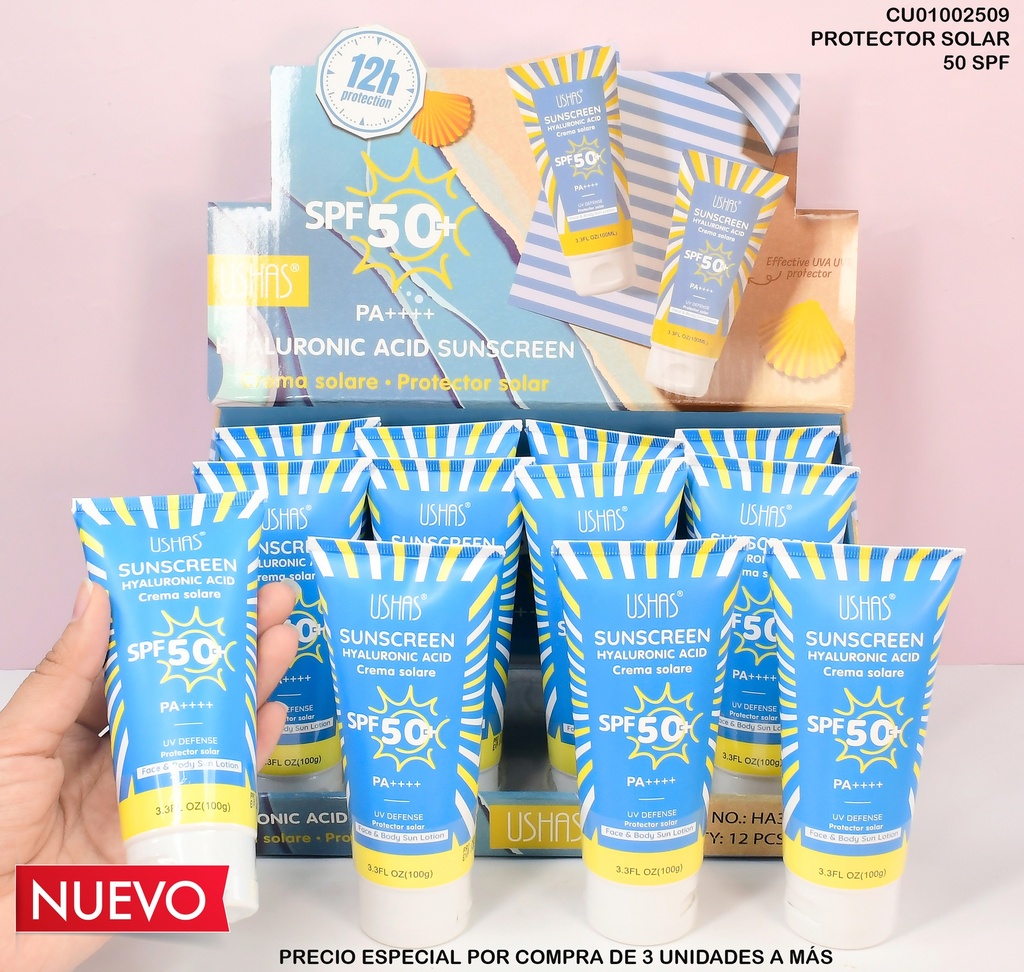 BLOQUEADOR SOLAR SPF50+ HA336 ACIDO HYALURONICO