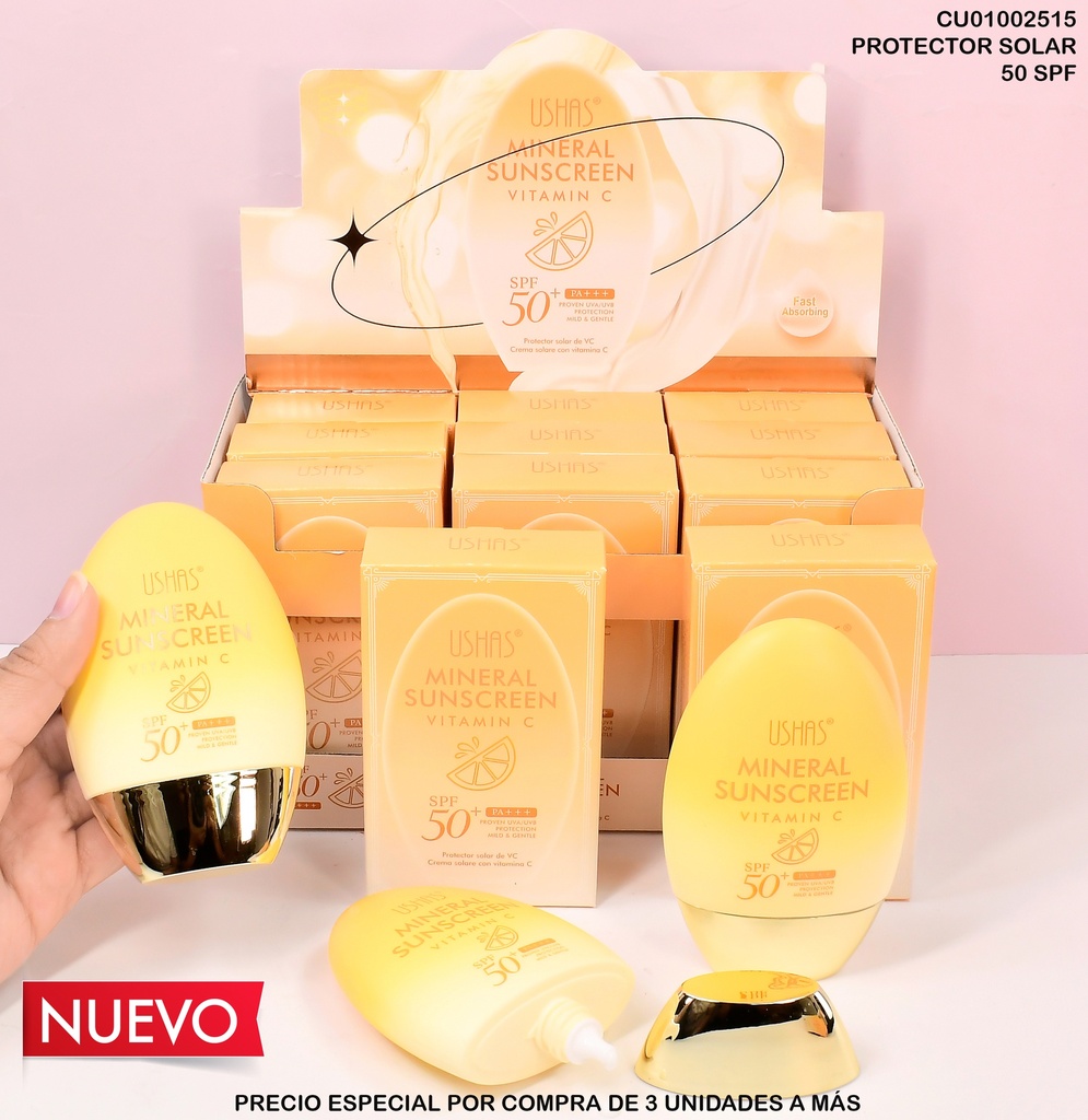 BLOQUEADOR SOLAR USHAS 65GR SPF+50 HA363 VIT.C