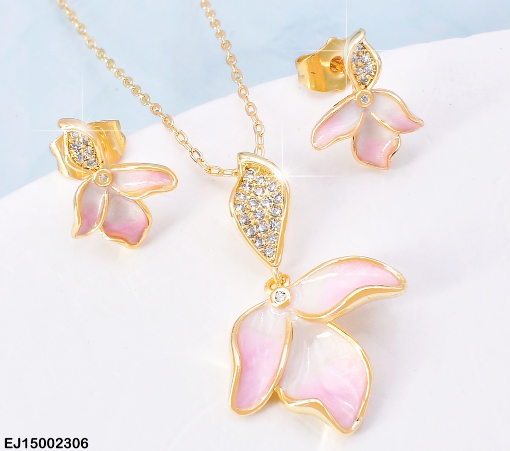 JUEGO DOR MEDIA FLOR ROSADA 1 PETALO ZIRC K4798-223