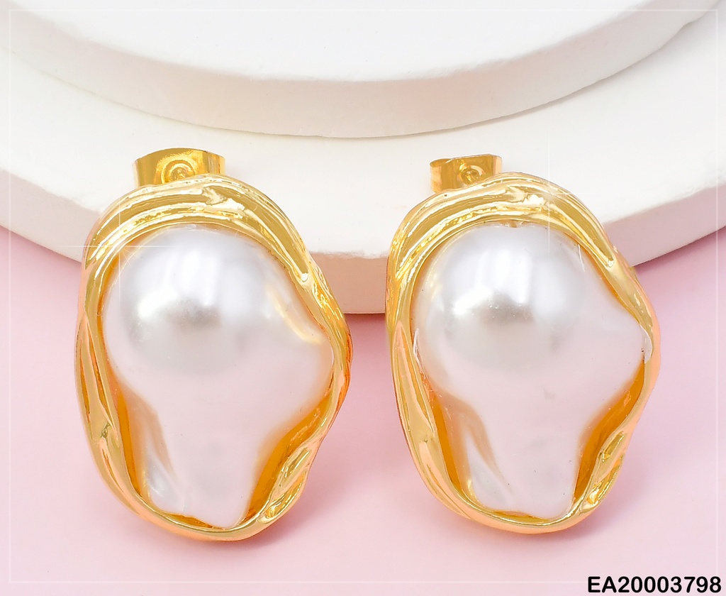 ARETES CROQUI DOR PERLA IRREGULAR CENTRO EE2166-301
