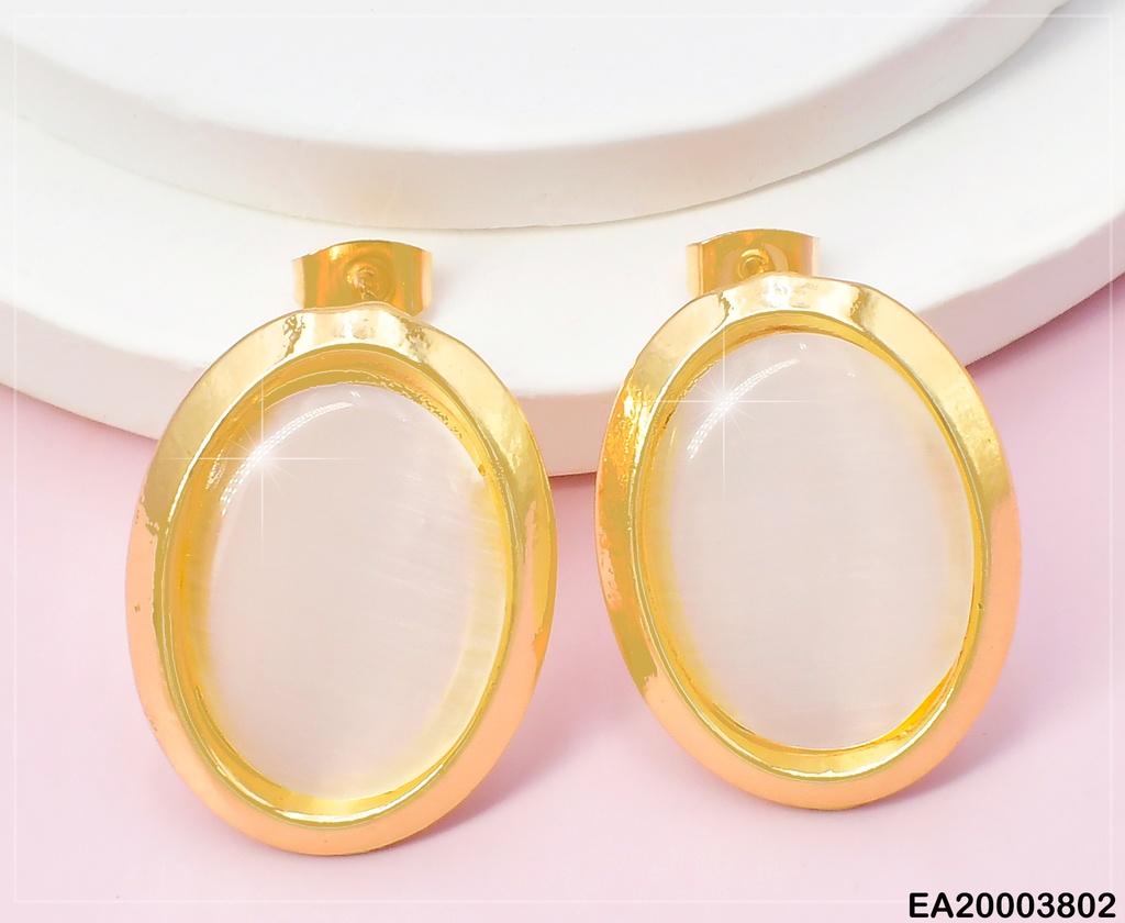 ARETES DOR CROQUI OVALO DOR/ OVALO PIEDRA NATURAL EE2164-301