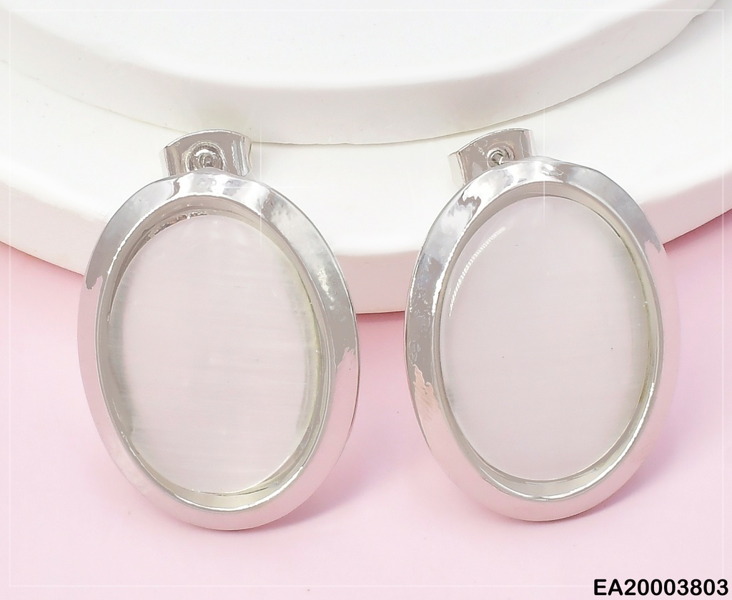 ARETES DOR CROQUI OVALO PLAT/ OVALO PIEDRA NATURAL EE2165-301