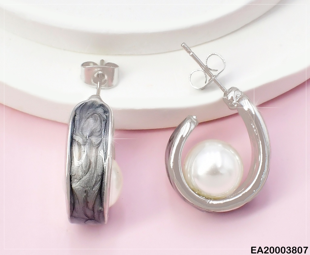ARETES PLAT "J" GRIS PERLA DENTRO EE2115-301