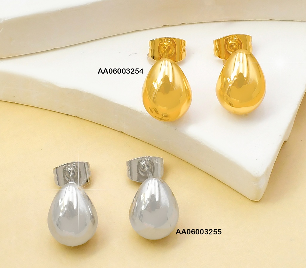 ARETES DOR MINI GOTA HUECA LISA 083912-W130
