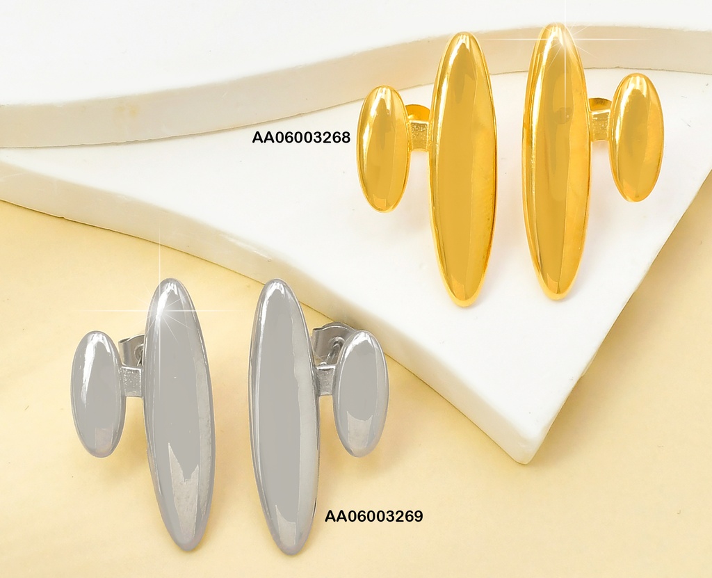 ARETES PLAT OVALOS ALARGADOS 2 TAMAÑOS 085074-113