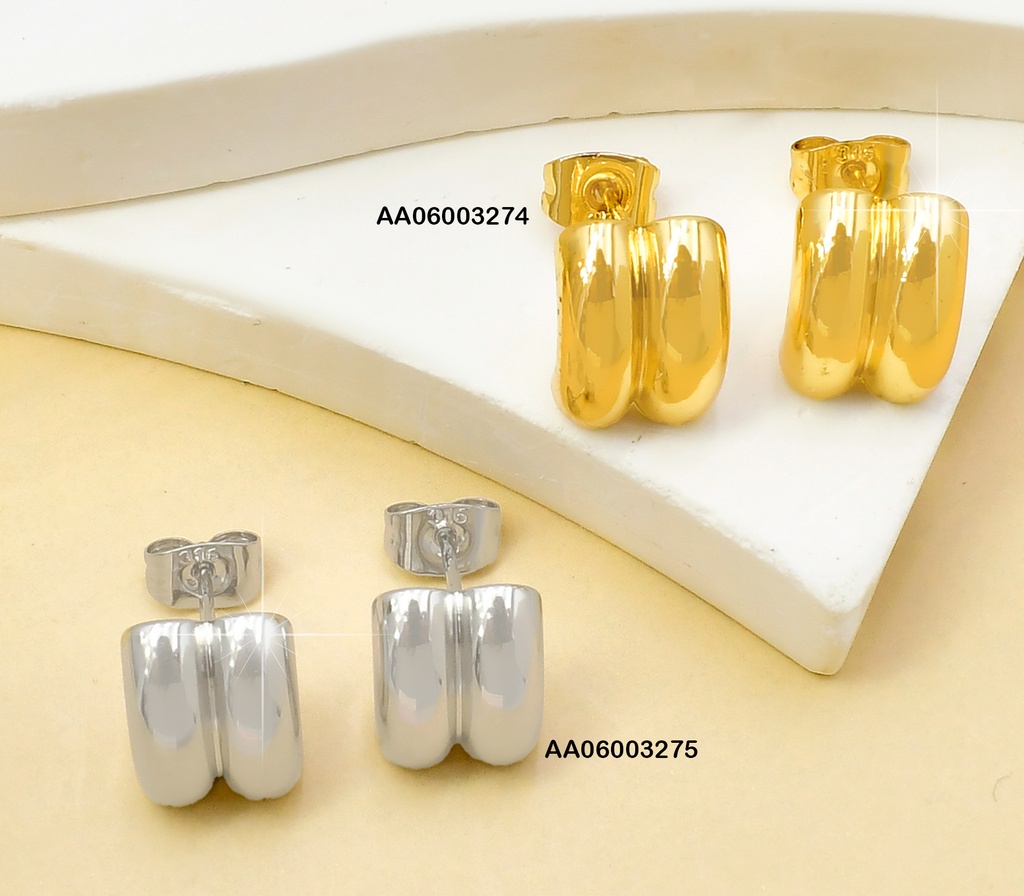 ARETES PLAT DOBLE BARRITA VERT. INFLADA 085027-W130