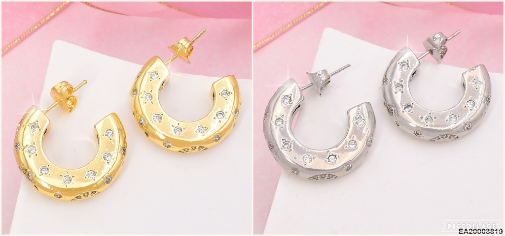 ARETES D/P "C" C/ZIRC.INCRUSTADAS F4823