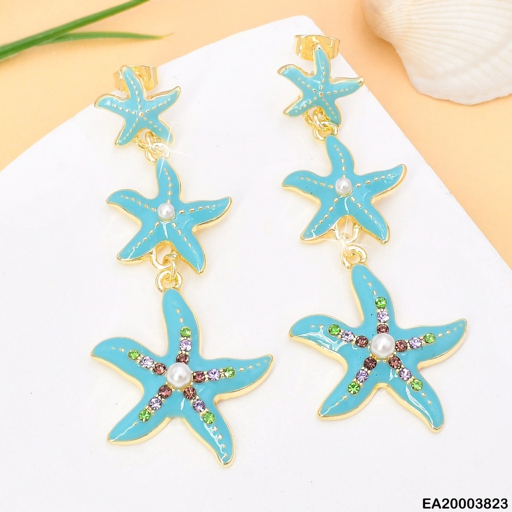 ARETES 3 ESTRELLAS CELESTES COLGANTES /PERLITAS/ZIRC EE1844-9
