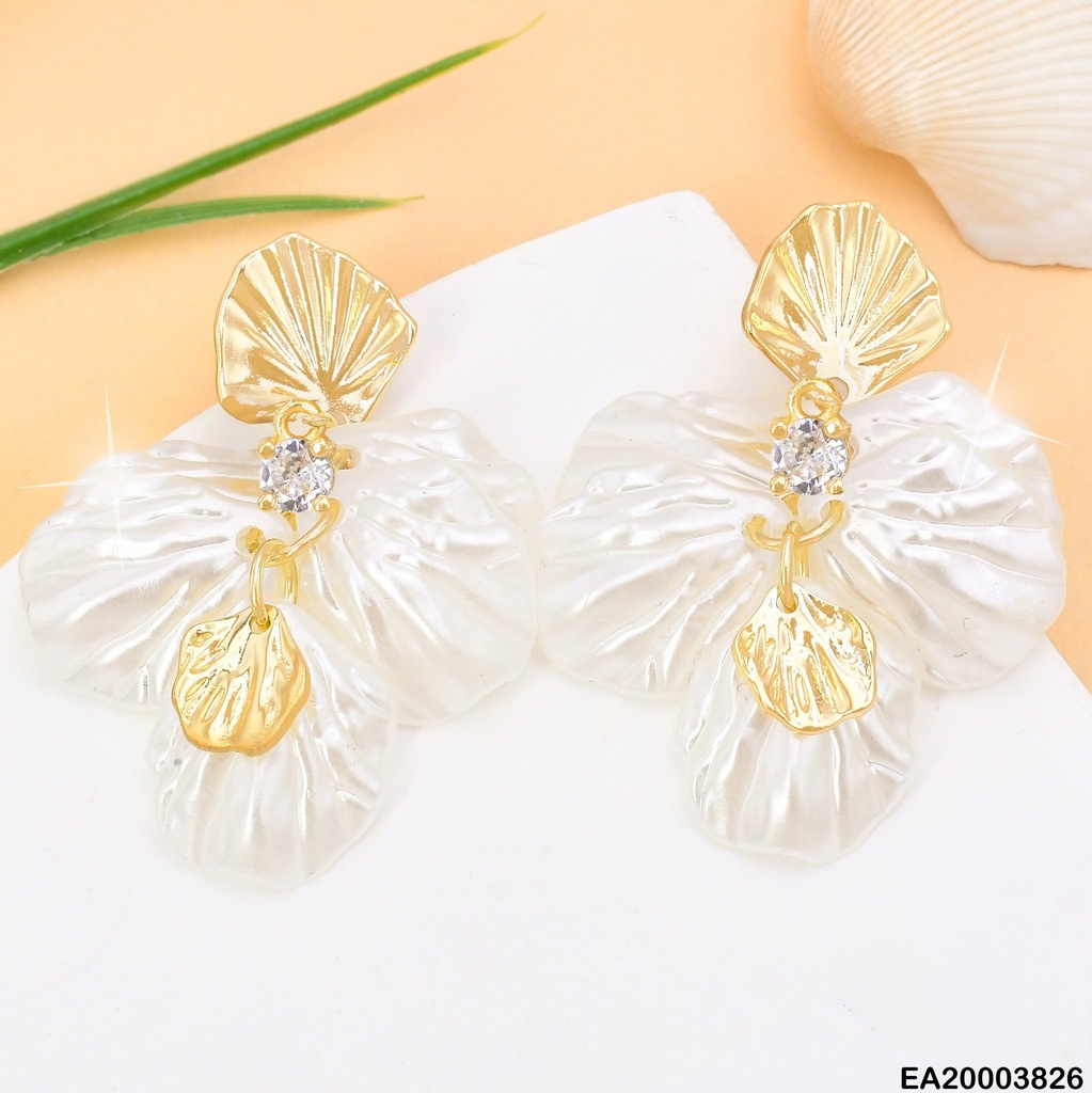 ARETES DOR OSTRAS BLANCAS COLGANTES EE1865-9