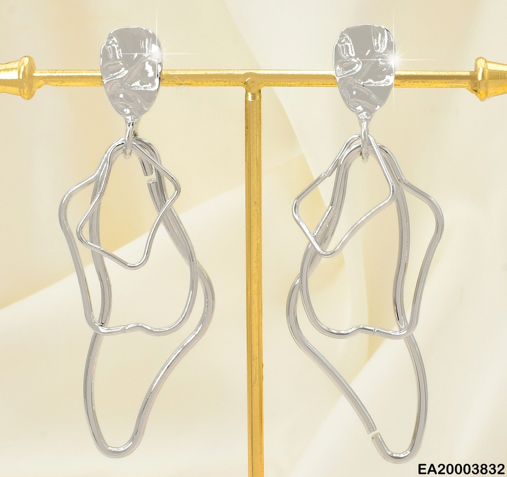 ARETES PLAT OVALO CORRUGADO/ CROQUIS IRREGULARES COLGANTES  EE2029-301