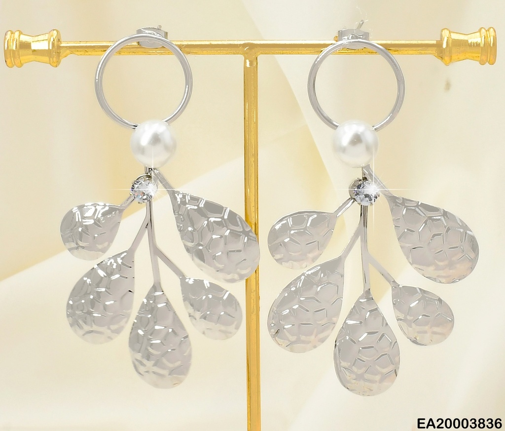 ARETES PLAT CIRCULO/PERLA/ZIRC/HOJAS COLGANTES EE2013-301