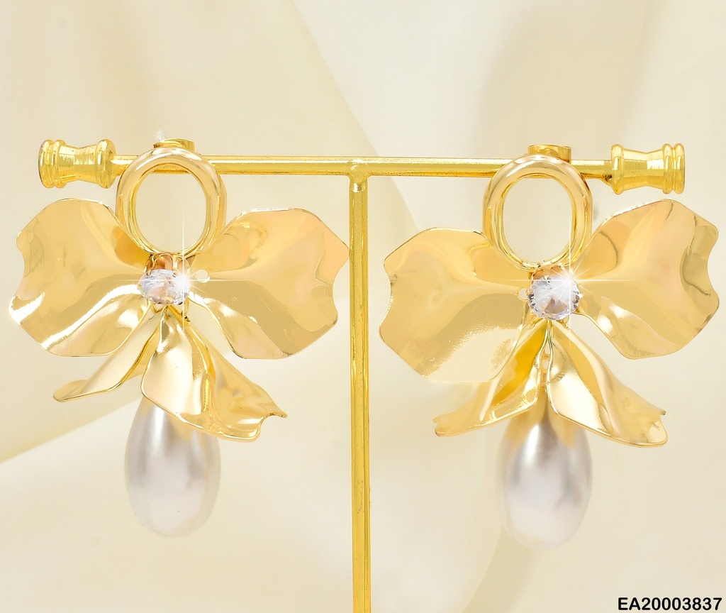 ARETES CROQUI OVALO/LAZO/CAMPANA PERLA COLGANTE EE1990-301