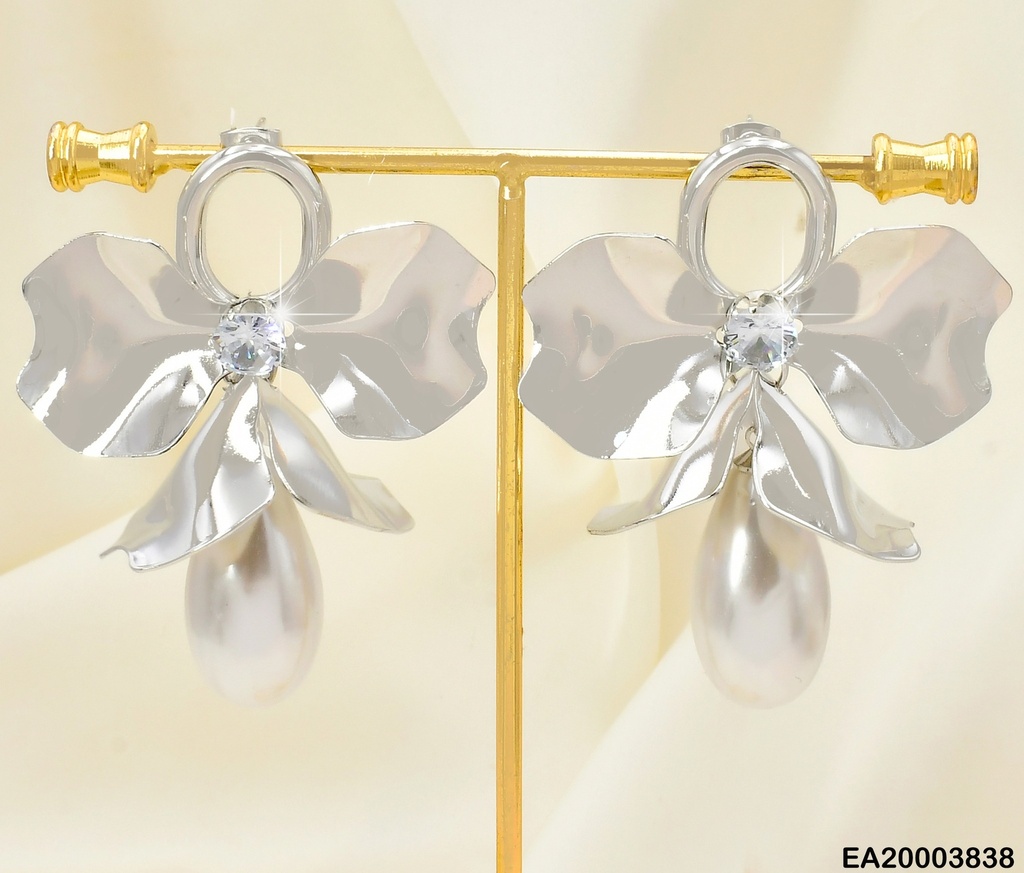 ARETES PLAT CROQUI OV./LAZO/CAMPANA PERLA COLGANTE EE1990-301