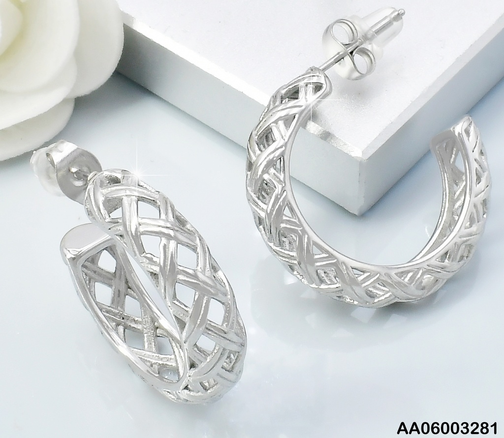 ARETES PLAT "C" CALADO 085023-113