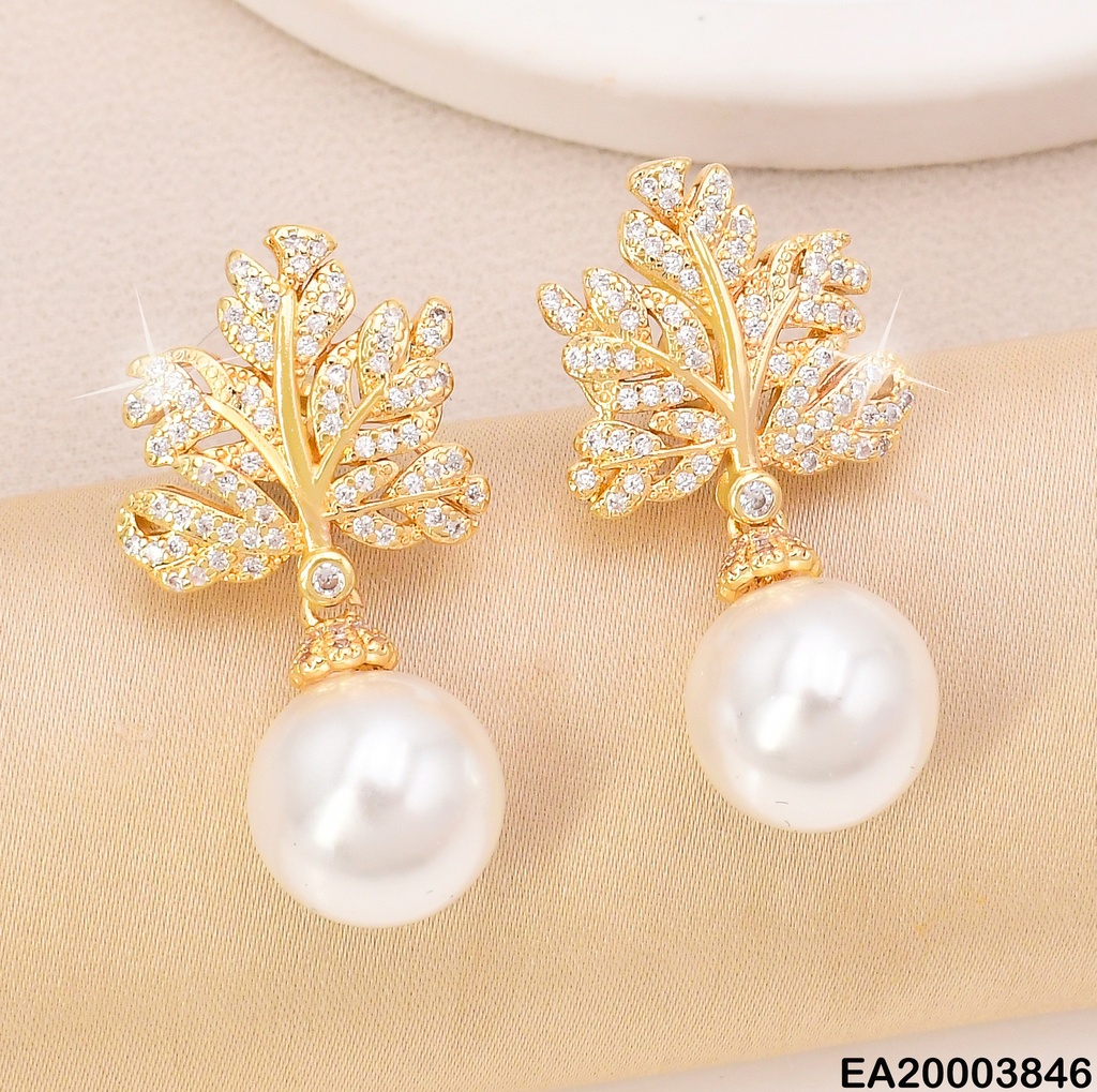 ARETES DOR RAMITA ZIRC/ PERLA COLGANTE EE1978-6
