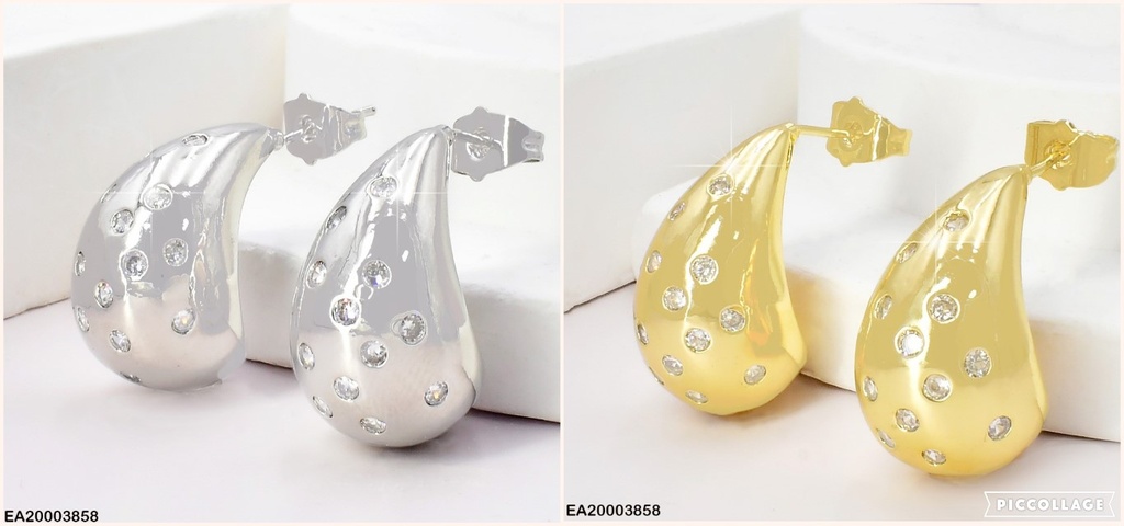 ARETES D/P "J" INFLADA C/ZIRC.INCRUSTADAS K4825