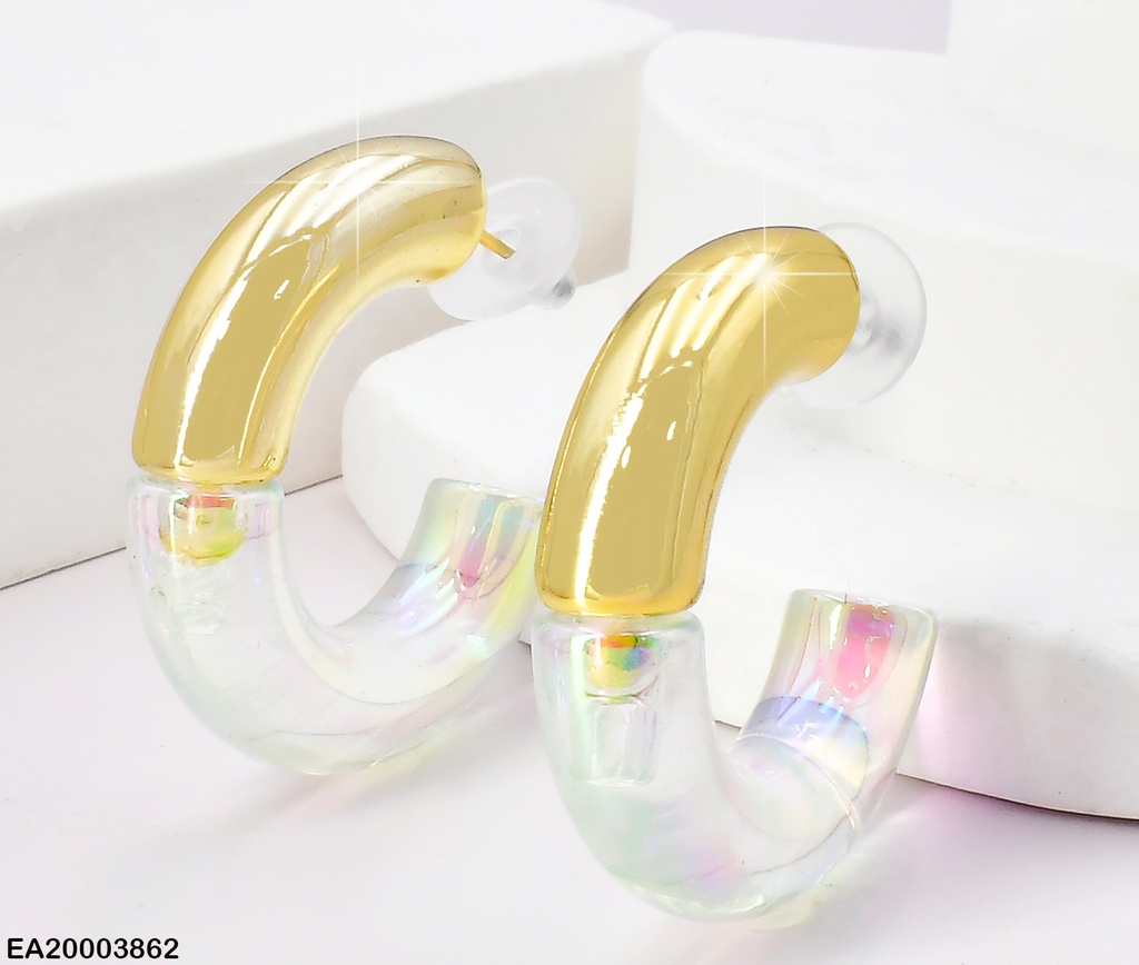 ARETES "C" DORADOS/TORNASOL TRANSP.K4633