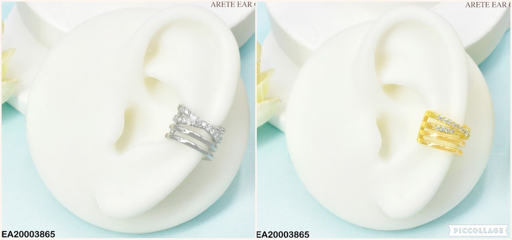 ARETES EAR CUFF "X" ZIRC / 2 LINEAS LISAS / D/P K5874-787
