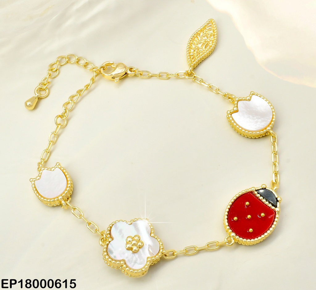 PULSERA FLORES BLANCAS-MARIQUITAS BE230-9/BE689-9