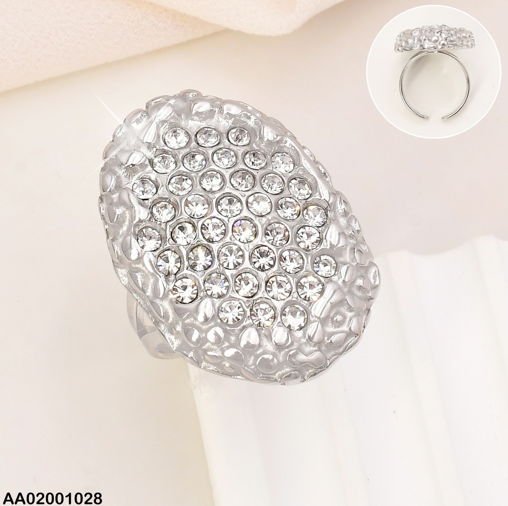 ANILLO OVALADO C/ZIRCONIAS BORDE PLAT.085013-113