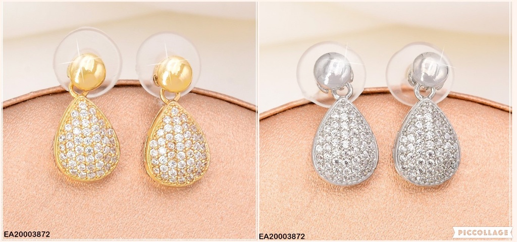 ARETES D/P MEDIA PELOTA PQ C/GOTA ZIRC.K2145
