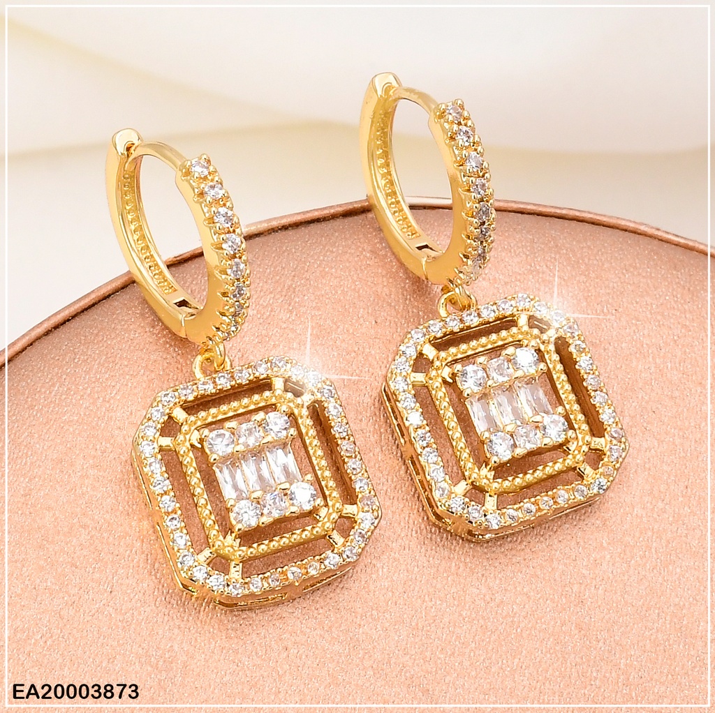 ARETES HUGGIES CUADRO ZIRCONIAS COLGANTE K2152