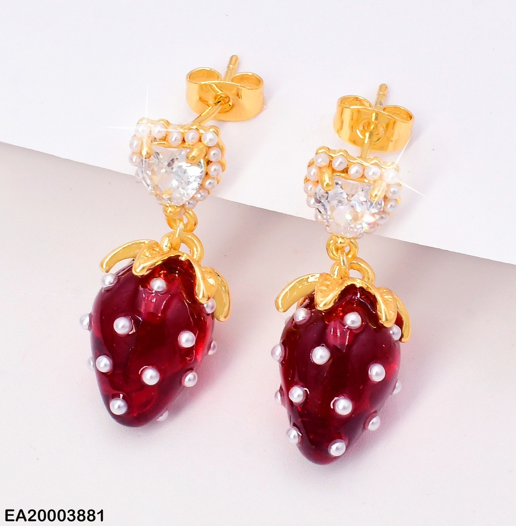 ARETES DOR CORAZON ZIRC/PERLITAS/FRESA COLGANTE EE3868-9
