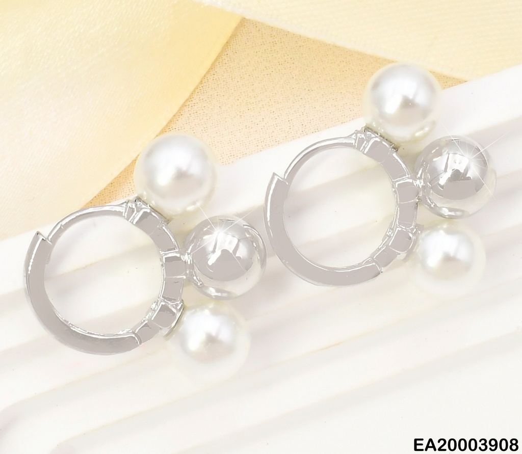 ARETES HUGGIES PLAT PELOTITA/PERLAS EE994-3
